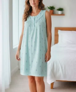 Batola mujer manga sisa estampada tela rib acanalada azul Paulinas