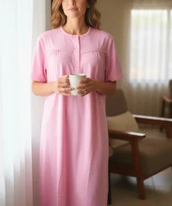 Batola mujer perilla botones fondo entero manga corta algodon rosa Paulinas