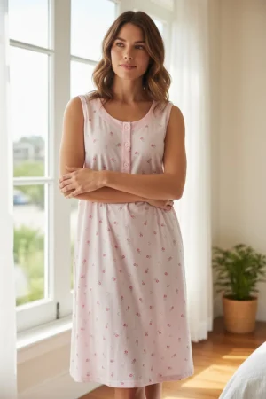 Batola mujer perilla botones fondo entero manga sisa algodon rosa Paulinas