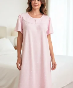 Batola mujer ojaletes manga corta tela acanalada rosa Paulinas