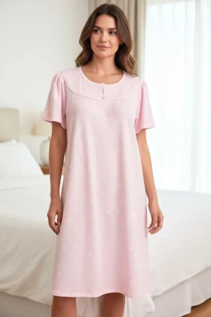 Batola mujer ojaletes manga corta tela acanalada rosa Paulinas