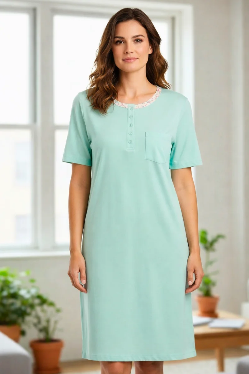 batola-mujer-perilla-bolsillo-ref-8374-verde Batola mujer perilla botones bolsillo fondo entero algodon verde Paulinas