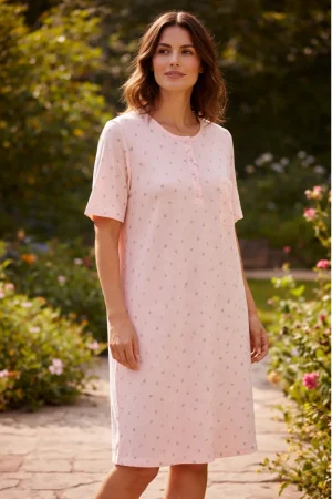 Batola mujer perilla botones estampada algodon rosa Paulinas