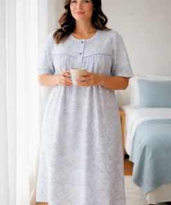 Batola mujer tallas grandes perilla botones algodon azul Paulinas
