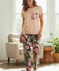Conjunto pantalon mujer bolsillo piel de durazno mandarina Paulinas