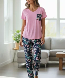 Conjunto pantalon mujer bolsillo piel de durazno rosado Paulinas