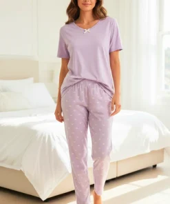 Conjunto pantalon mujer piel de durazno lila Paulinas