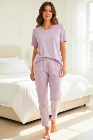 Conjunto pantalon mujer piel de durazno lila Paulinas