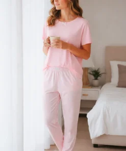 Conjunto pantalon mujer piel de durazno rosa Paulinas